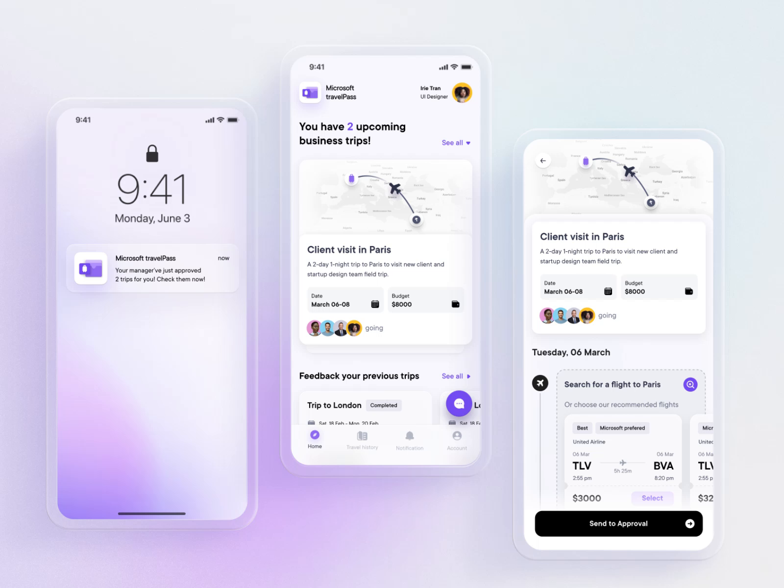 Example of TravelPass | Corporate Travel UI Concept