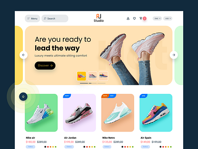 Online Shoe Store Concept ecommerce fashion footwear homepage nike shoes online shopping shoe sneakers website website design