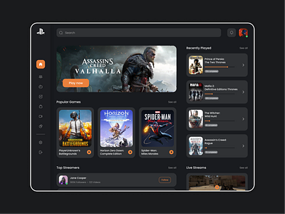 PlayStation Dashboard concept console dashboard design figma gamelauncher games gaming playgames playing playstation ui ux xbox