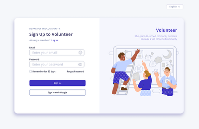 Daily UI 001 - Sign Up Volunteer daily ui challenge sign in sign up ui
