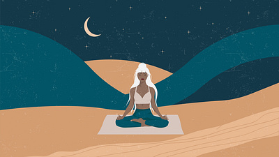 Girl in a faceless style yoga pose desert design faceless girl graphic design illustration meditation sport vector woman yoga