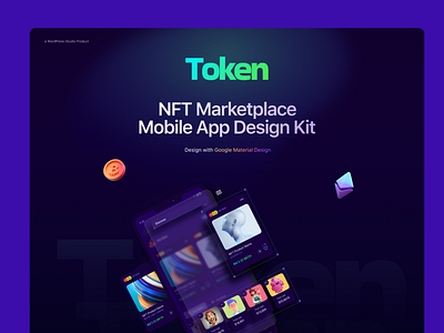 TOKEN | NFT Marketplace | Mobile App application design bitcoin cryptocurrency dark mode design design studio easy design figma gradient mobile application mobile ui kit nft nft marketplace product design purple token ui ui design ux ux design