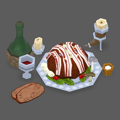 Horker Loaf 3d blender game asset hand painted illustration low poly stylized textures