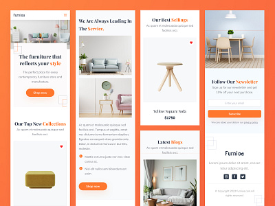 Furnioa Responsive Web Design 2022 agency branding chair design designer furniture home interior latest logo ui uiux