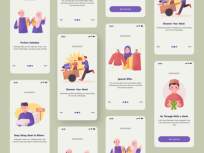 EIDNEEDS - Ramadan App Onboarding Illustration 2d adobeillustrator eid figma graphic design illustration mobile mubarak people ramadan soft ui