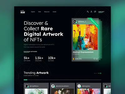 NFTs Website Design - Niterior app art binance blockchain cryptoart dark design ethereum exploration landing page marketplace minimalist nft platform sketch token ui website
