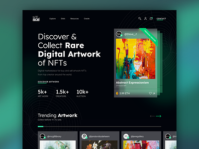 NFTs Website Design - Niterior app art binance blockchain cryptoart dark design ethereum exploration landing page marketplace minimalist nft platform sketch token ui website