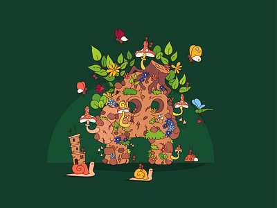 Gholem Terrarium animation butterfly character characters dribbble illustration nature plant plants terrarium