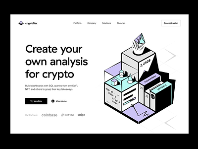 Crypto analytics platform: landing page blockchain blockchain analysis coins crypto crypto web identity landing landing page tokenomics visual identity web web site