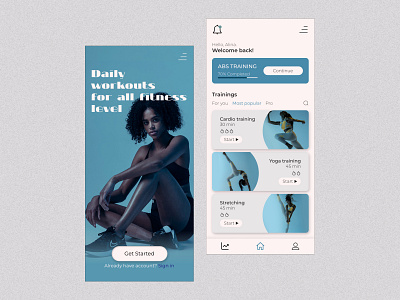 Home workout mobile app concept adaptive app design figma fitness icon mobile photoshop sport ui uiux ux yoga