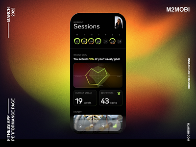 Workout Performance | Mobile App agency app blur branding concept dark design fitness glass effect gradient graphic design graphs gym m2mobi mobile mobile app performace sports ui workout