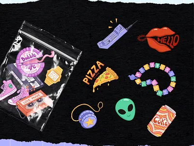 90s style sticker pack animation art branding design digital art illustration logo sticker sticker pack