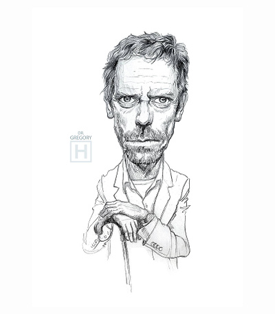 Dr Gregory House Caricature art artwork branding design drawing illustration illustrator logo photoshop sketch web website xd design