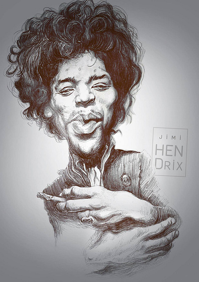 Jimi Handrix caricature design drawing illustration illustrator jimihandrix lineart photoshop sketch website xd design