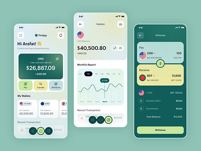 FinApp - Digital Banking Mobile App analytics balance bank banking banking app clean credit finance financial app minimal mobile app money saas security startups transaction ui ux wallet webdesign