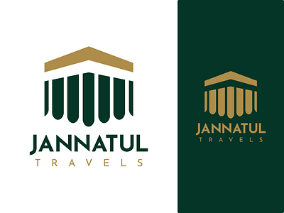 JANNATUL TRAVELS LOGO | BRAND IDENTITY arab branding design flat golden graphic design green hajj hajj travels icon illustration islamic kaaba logo minimal muslim negative space pure taravels vector