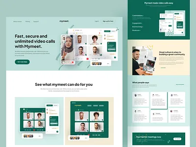 Video Conference Website Design - mymeet. design homepage landing page design uihut video conference web design web design template web uikit webdesign website website design wensite design 2022