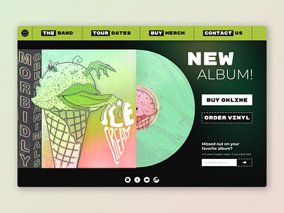 Album cover art & landing page design album album cover art band cover art designer digital illustration figma icecream illustration landing page music ui ui design ui ux ux vinyl web webdesign website