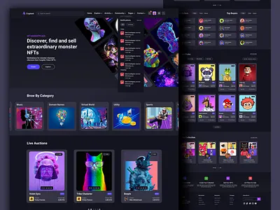 Cryptoni - NFT Marketplace Landing page Design landing page design marketplace design neon design nft nft nft market place nft trending website design nft ui website design
