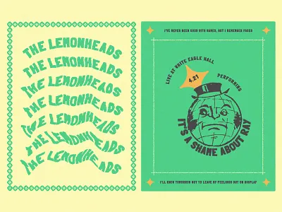 The Lemonheads art direction flyer flyer design grain grain texture graphic design poster poster design seafoam and yellow show flyer show poster the lemonheads typography