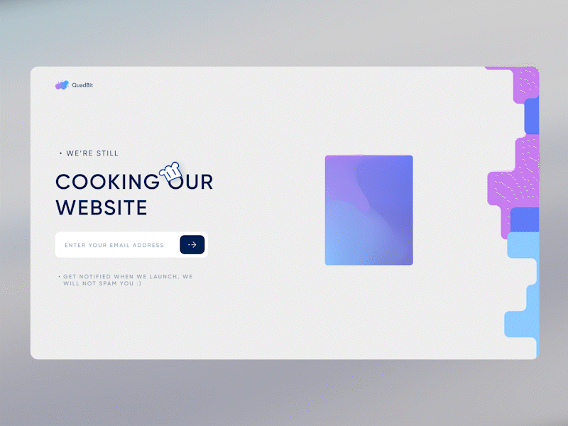 Quadbit - Coming Soon Page animation branding design graphic design interaction minimal mobile mobiledesign ui ux web design