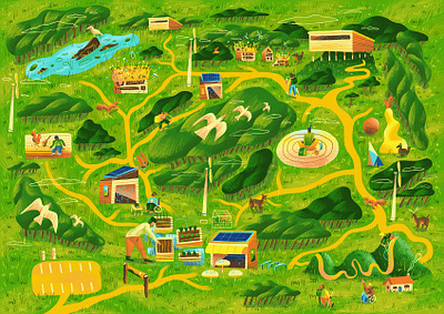 Young People's Forest Map design art direction birds drawn fun graphic green illo illustrated map illustration landscape map map design outdoors pencil photoshop shading texture trees wildlife