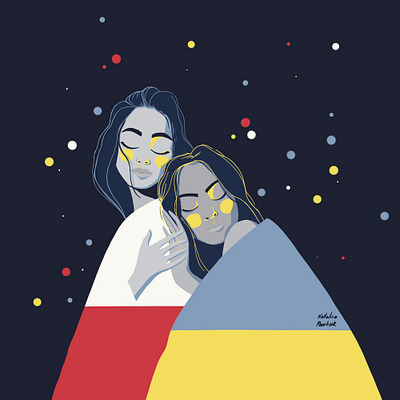 Appreciate your support flags girls support poland polish support ukraine ukraine ukrainian vector wearing flag woman support