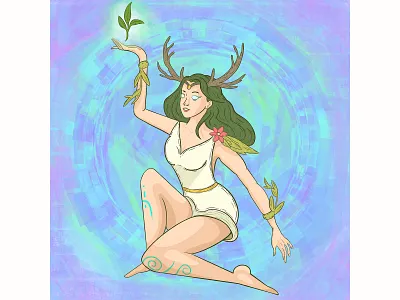 Ashera Goddess of nature art artwork design flat flat style god godess graphic design illustration ui