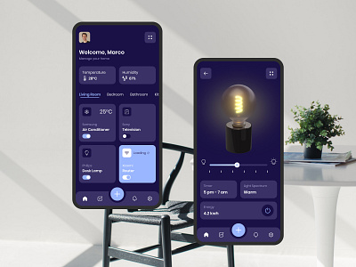 Smart Home App app application branding control design device home house icon illustration lamp logo manage management smart typography ui ux vector