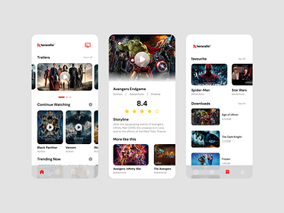 Streaming Movies app cinema mobile app design free ui kit movie app movies movies app streaming ui kit