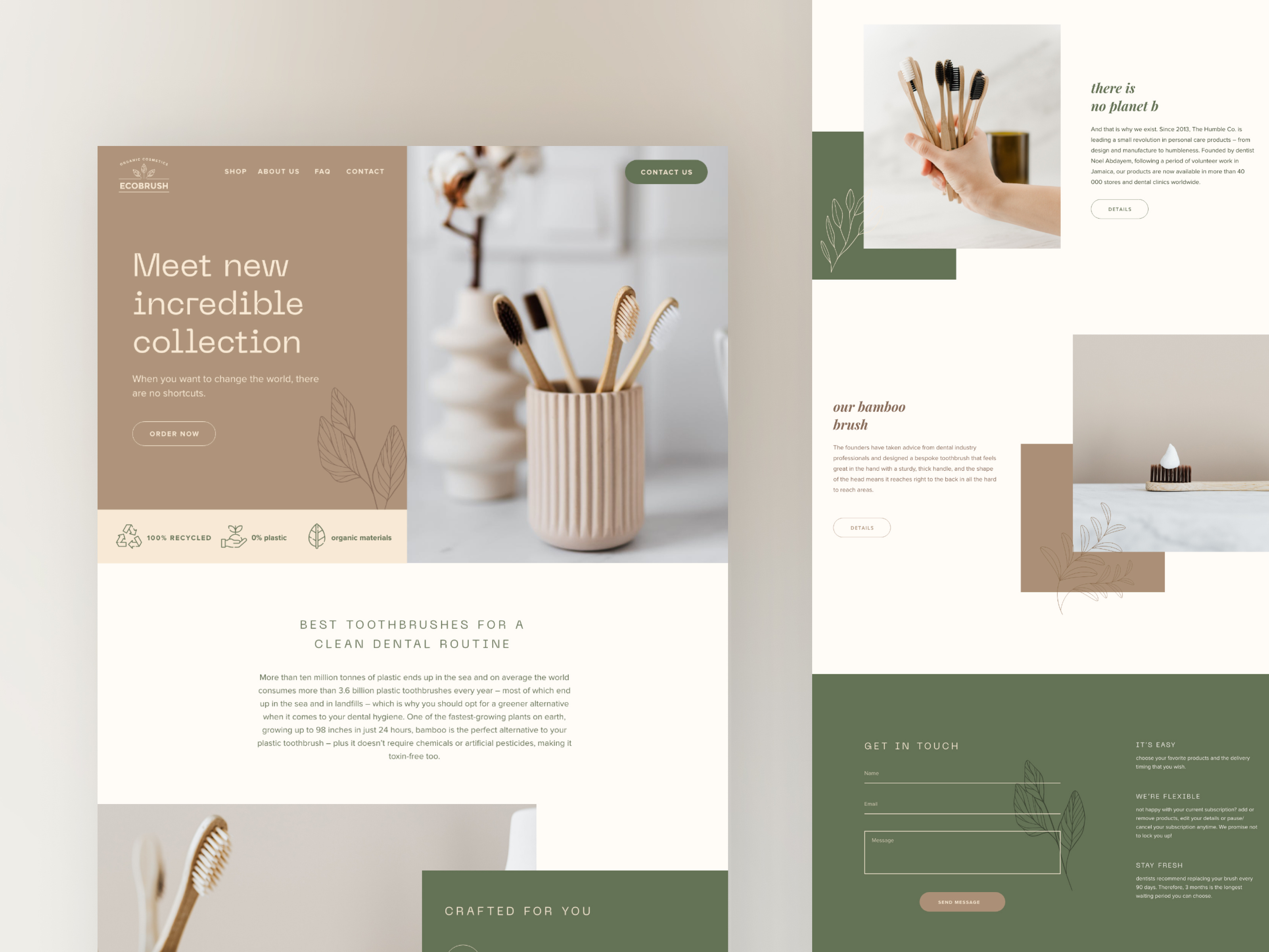 EcoBrush Website Strategy & Design, Webflow Development brush eco landing organic ui