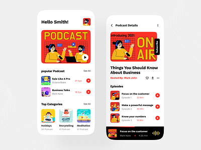 Podcast App UI Design 2022 akramhs app design mobile app mobile ui mobile ui design podcast podcast app podcast mobile app podcasting ui ui design uiux uix ux