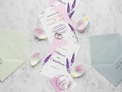 Rustic wedding invitation with watercolor effect design illustration invitation lavender postcard rustic vector watercolor wedding