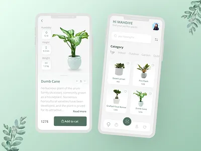 Plants App app design appdesign illustration light plants plants app ui uiux