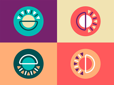 Quirk Yoga Brand Icon Set abstract augusta bold brand identity branding geometric health icon inclusive out of the box purple quirky red round shapes teal triangle turquoise wellness yoga