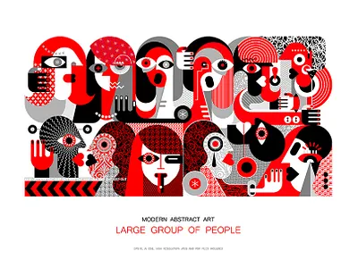 Large Group Of People abstract artwork design graffiti graffiti sketch graphic design group of people illustration modern art mural mural sketch people red black vector