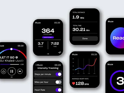 Muze app apple watch branding design fitness ui ux