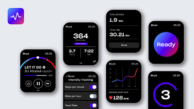 Muze app apple watch branding design fitness ui ux