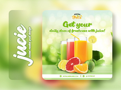 Juice Social Media Post,ads,banner Design 3d ads animation banner branding graphic design instagram banner juice post design juice shop banner juice social media post logo motion graphics orange vector ui