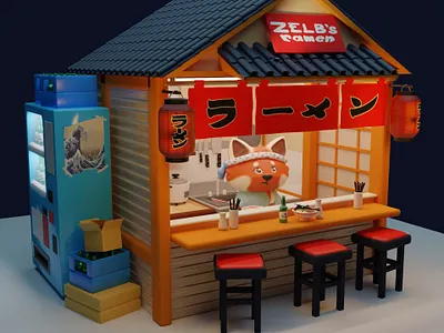Zelb's Ramen Shop 3d blender cartoon character digitalart stylized
