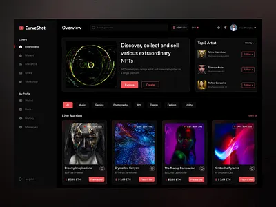 NFT MarketPlace Dashboard buy nft dashboard dashboard design explore nft marketplace nft nft art nft marketplace nft search engine nft web app web app web design