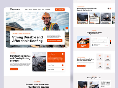 Roofing Repair Service Website Design design landing landing page landingpage roofing uidesign uiux uiuxdesign web design webdesign website