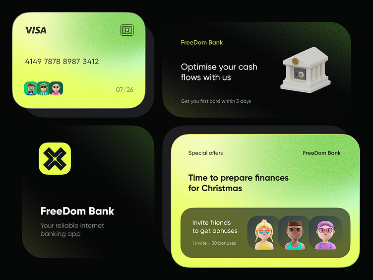 FreeDom Bank // Mobile App by blacklead.studio on Dribbble