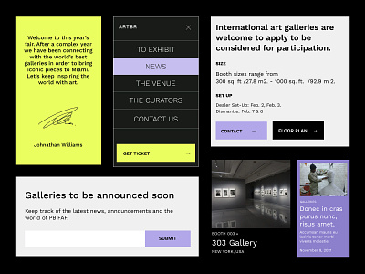 Art Gallery Website Components agency art art gallery card design cards components design exhibition gallery interface museum painting ui ui design user experience user interface ux ux design websdesign website