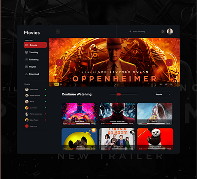 Movie Dashboard Design dashboard movie ui website