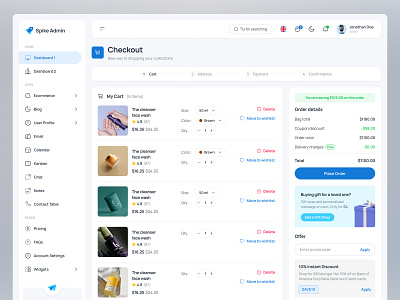 Spike - Checkout Page UI Design admin design admin template design checkout design checkout page ui ecommerce dashboard design ecommerce dashboard theme ecommerce dashboard ui ecommerce design ecommerce template design ecommerce ui template design