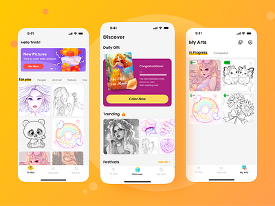 ColorMaster UI Design appdesign artapp colorbynumber coloringapp creativeapp creativedesign creativeprocess drawingapp dribbble figma glassmorphism moderndesign uidesign userexperience uxui