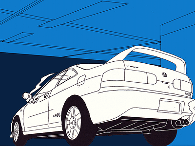 Honda Integra car driver illustration