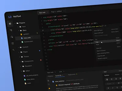 NetText platform code dark dashboard design desktop flat home interface layo navigation product studio ui ux