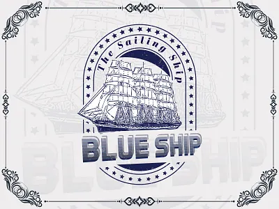 Blue Ship Vintage Logo base logo blue ship blue ship logo branding creative logo graphic design logo logo base logo design retro logo unique logo vintage vintage logo vintage style